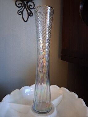 Mid Century Iridescent Bud Vase
